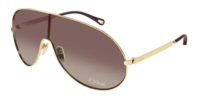 Chloé Ch0283s 002 Occhiali Da Sole Oro Per Donna In Gold