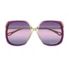 Chloé Ch0286s Aly Linea  006 Burgundy Gold Violet Sunglasses In Purple
