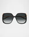 Chloé Ch0286s Round Acetate Sunglasses In Black/grey