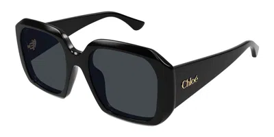 Chloé Ch0300s Asian Fit 001 Women's Sunglasses Black Size 54