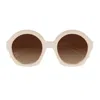 Chloé Ch0302s Marcie- Linea  003 Ivory Brown Sunglasses In Neutral