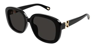 Chloé Ch0303sk Asian Fit 001 Women's Sunglasses Black Size 56