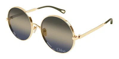 Chloé Ch0321s 004 Occhiali Da Sole Oro Per Donna In Gold