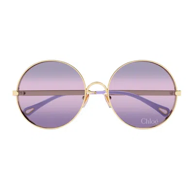 Chloé Ch0321s Aly Linea  002 Gold Violet Sunglasses