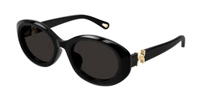 Chloé Ch0323sk Vestibilità Orientale 001 Occhiali Da Sole Neri Per Donna In Black
