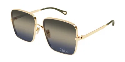 Chloé Ch0324s 002 Occhiali Da Sole Oro Per Donna In Green