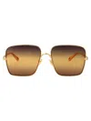 Chloé Gold-gold-yellow Metal Sunglasses In Multi