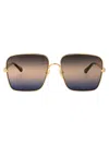 Chloé Chloe Squared Sunglasses Ch0324 S 002 In Gold