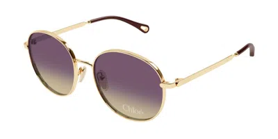Chloé Ch0325s 001 Occhiali Da Sole Oro Per Donna In Brown