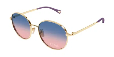 Chloé Ch0325s 003 Occhiali Da Sole Oro Per Donna In Blue