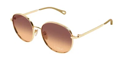 Chloé Ch0325s 004 Occhiali Da Sole Oro Per Donna In Gold