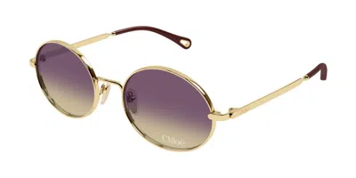 Chloé Ch0326s 001 Occhiali Da Sole Oro Per Donna In Gold