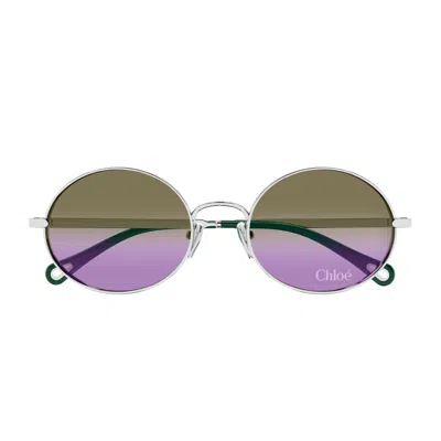 CHLOÉ CHLOÉ CH0326S ALY LINEA CHLOÉ 002 SILVER GREEN SUNGLASSES