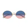 Chloé Ch0326s Aly Linea  003 Gold Blue Sunglasses In Gold