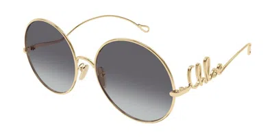 Chloé Ch0329s 001 Occhiali Da Sole Oro Per Donna In Gold