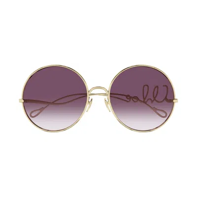 Chloé Ch0329s Gradient Purple Tint Round Sunglasses In Pink