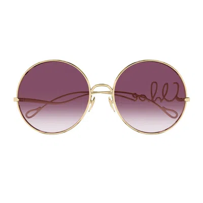 Chloé Ch0329s Iconic Linea  003 Gold Red Sunglasses