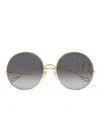 Chloé Gold-gold-grey Metal Sunglasses In Gold