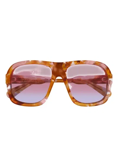 Chloé Gayia Acetate Semi-shield Sunglasses In Brown