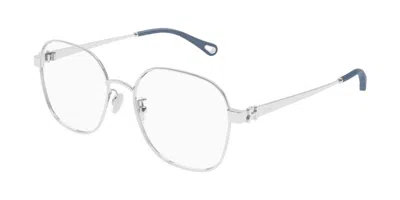 Chloé Ch0337oa Vestibilità Orientale 002 Occhiali Da Vista Argentati Per Donna (solo Montatura) In Silver