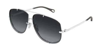 Chloé Ch0348s 002 Occhiali Da Sole Argentati Per Donna In Silver