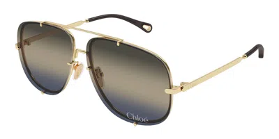 Chloé Ch0348s 005 Occhiali Da Sole Oro Per Donna In Gold
