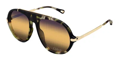 Chloé Ch0357s 003 Women's Sunglasses Tortoiseshell Size 58 In Tortoise,gold