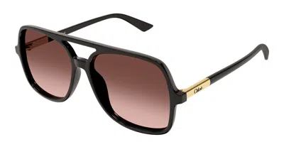 Chloé Ch0364s 004 Women's Sunglasses Grey Size 57 In Black