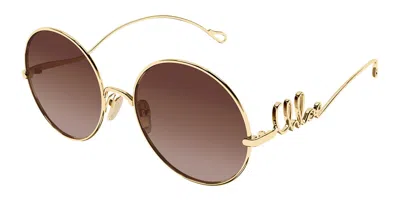 Chloé Ch0372s 001 Women's Sunglasses Gold Size 56 In Brown