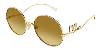 Chloé Ch0372s 003 Women's Sunglasses Gold Size 56 In Pattern