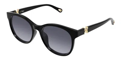 Chloé Ch0375sk Asian Fit 001 Women's Sunglasses Black Size 56 In Pattern