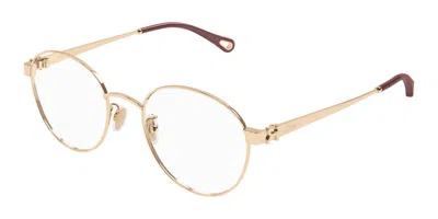 Chloé Ch0377oa Asian Fit 003 Women's Glasses Gold Size 52 - Free Lenses - Blue Light Block Available In Burgundy