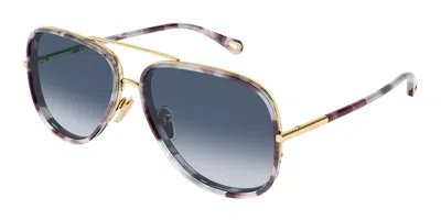 Chloé Ch0382s 001 Women's Sunglasses Gold Size 60 In Gray