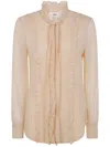 Chloé Women's Fitted Blouse With Ruffles Shirt In Beige