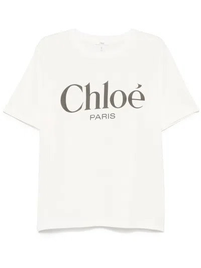 CHLOÉ PRINTED T-SHIRT,CH25SJH20191 101 WHITE