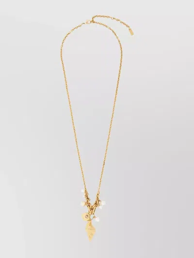 Chloé Chain And Pearl Pendant Necklaces In Yellow