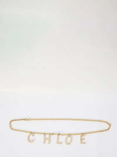 Chloé Chain Belt With Letters In Gold