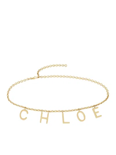 Chloé Chain Belt With Logo In Gold