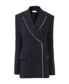 Chloé Double-breasted Wool Jacket With Structured Shoulders In Blue