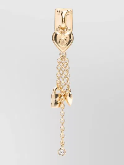 Chloé Chain Drop Earrings Gemstone Heart Charm In Gold