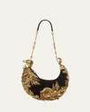 Chloé Chain Horse Bead-embroidered Shoulder Bag In Suede In Black