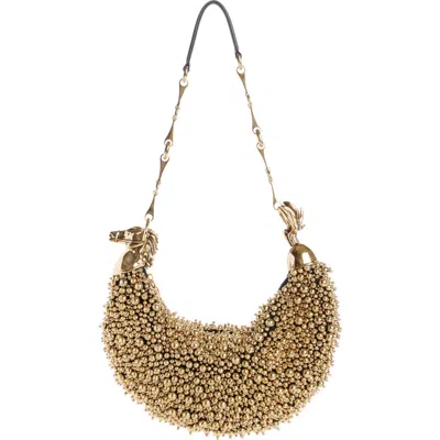 Chloé Chain Horse Beaded Hobo Bag In Gold