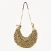 Chloé Chain Horse Shoulder Bag In Beaded Suede Leather Gold Size Onesize 100% Goatskin, Lambskin, Brass, R