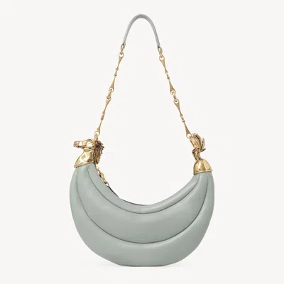 Chloé Chain Horse Shoulder Bag In Grained Leather Green Size Onesize 100% Bubalus Bubalis, Farmed, Coo Ita