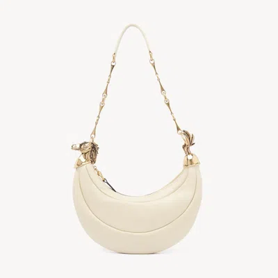 Chloé Chain Horse Shoulder Bag In Grained Leather White Size Onesize 100% Calf-skin Leather In Purple