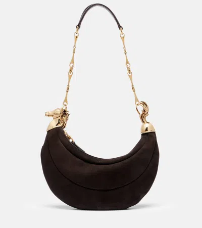 Chloé Chain Horse Small Suede Shoulder Bag In Brown
