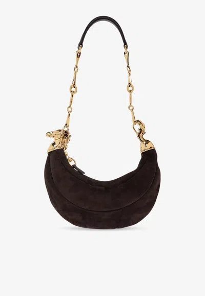 Chloé Chain Horse Suede Shoulder Bag In Brown