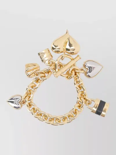 Chloé Chain Link Bracelet Heart Charms Mixed Metal In Gold