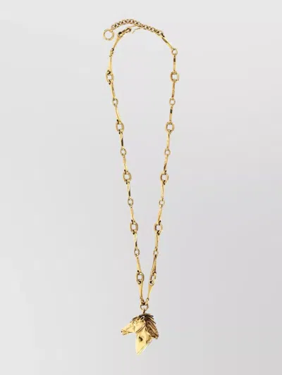 Chloé Chain Link Necklace And Horse Head Pendant In Gold