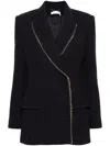 Chloé Double-breasted Wool Jacket With Structured Shoulders In Blue